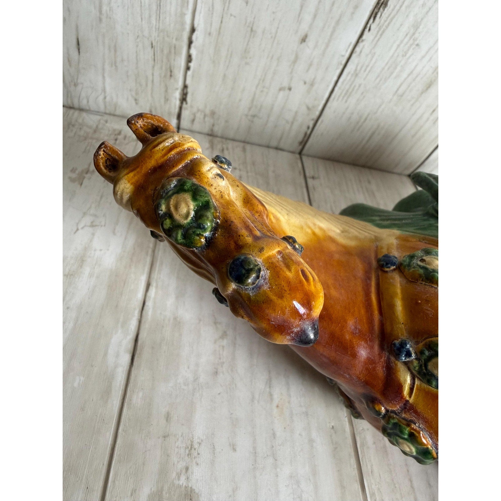 Tang Dynasty Vintage Sancai Glazed Reproduction Horse 8.5 inches