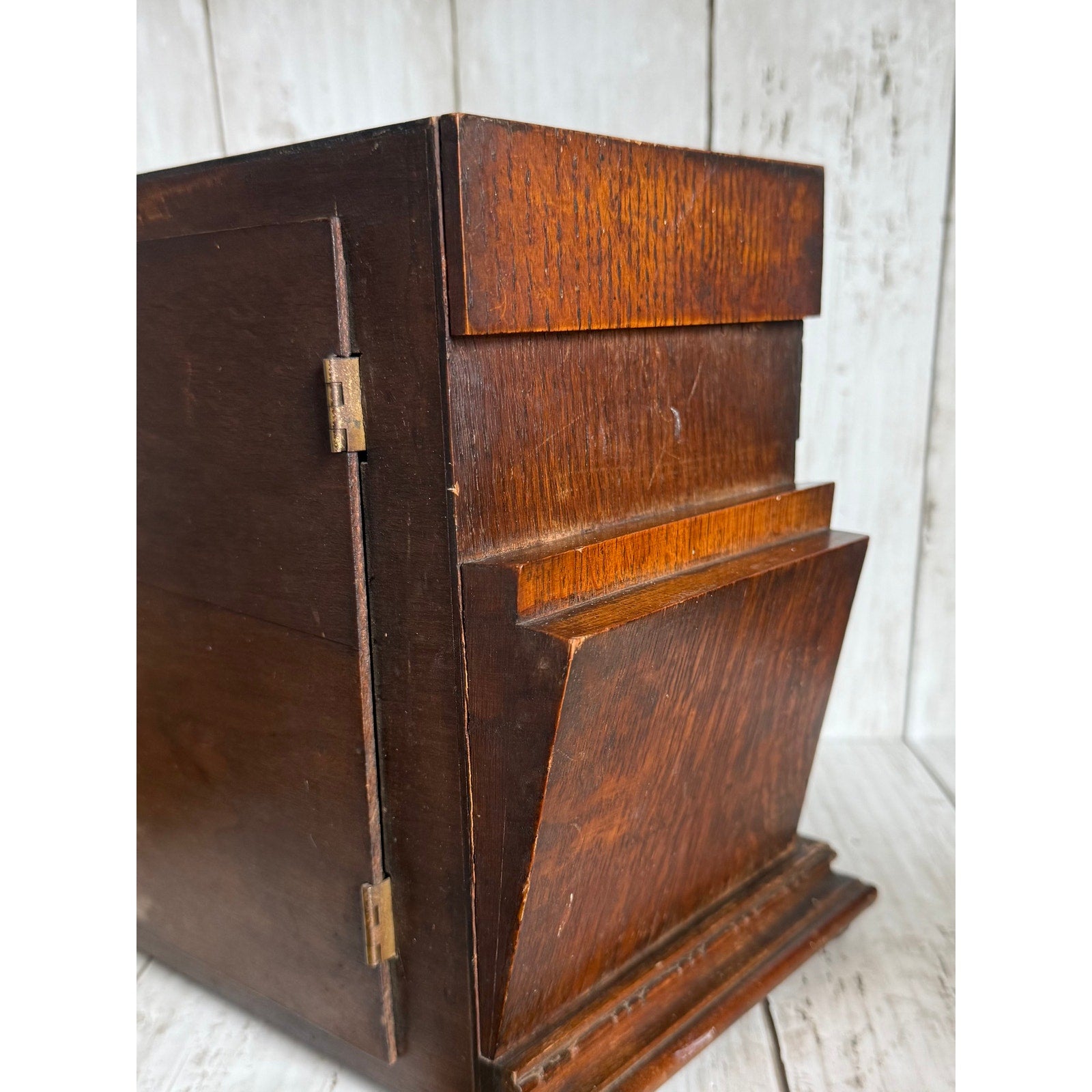 Art Deco Wooden Geometric Mantle Clock, As Is