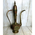 Indo-Persian Saran Brass Ewer with Etched and Painted Detail