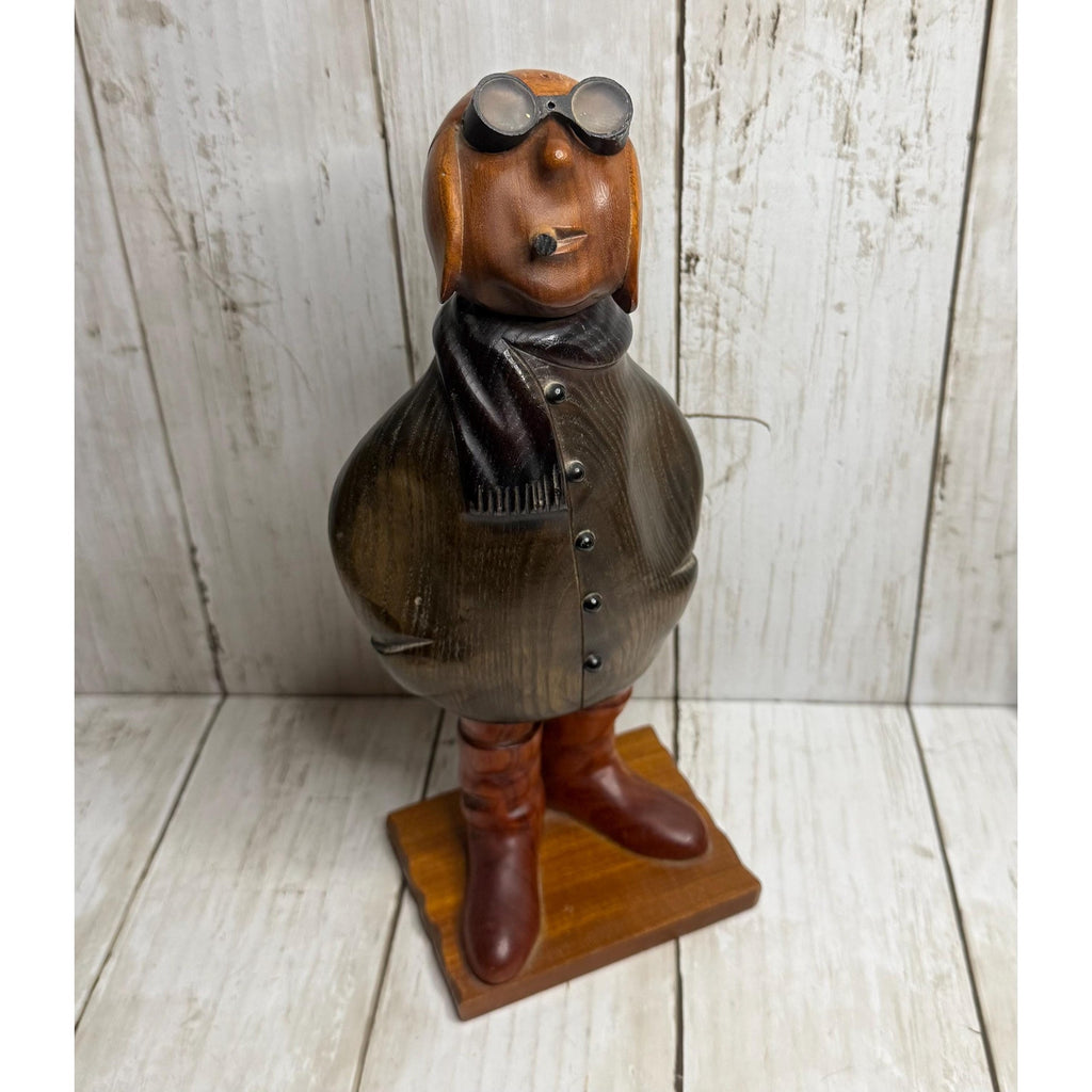 Hand Carved Wooden Pilot 11 inches