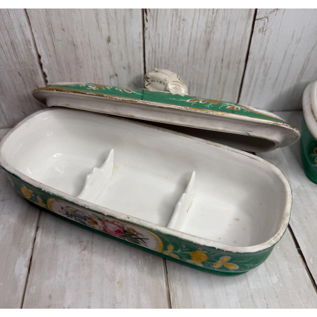 Porcelain Toothbrush Holder and Soap Dish