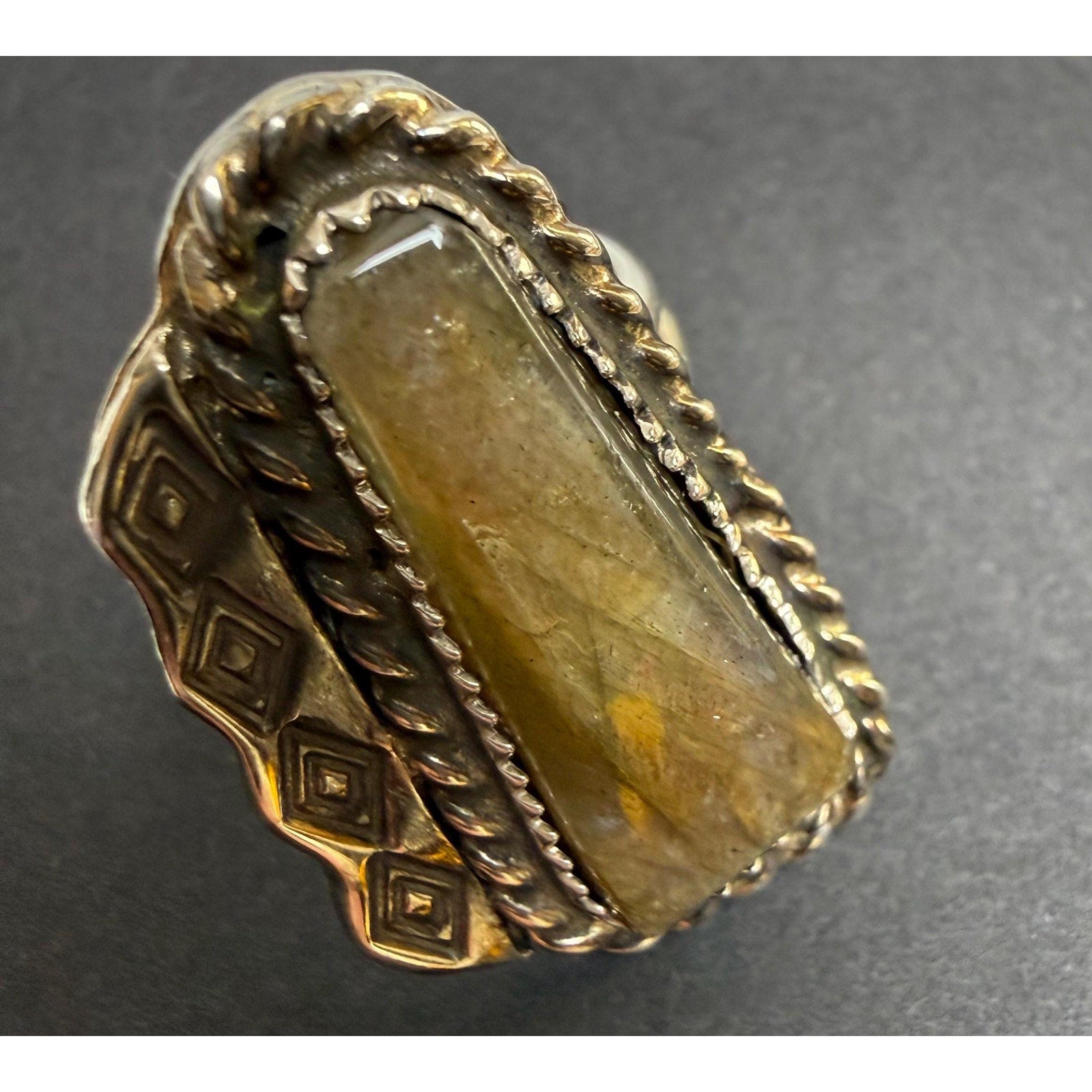 Labradorite and Sterling Ring 8 3/4