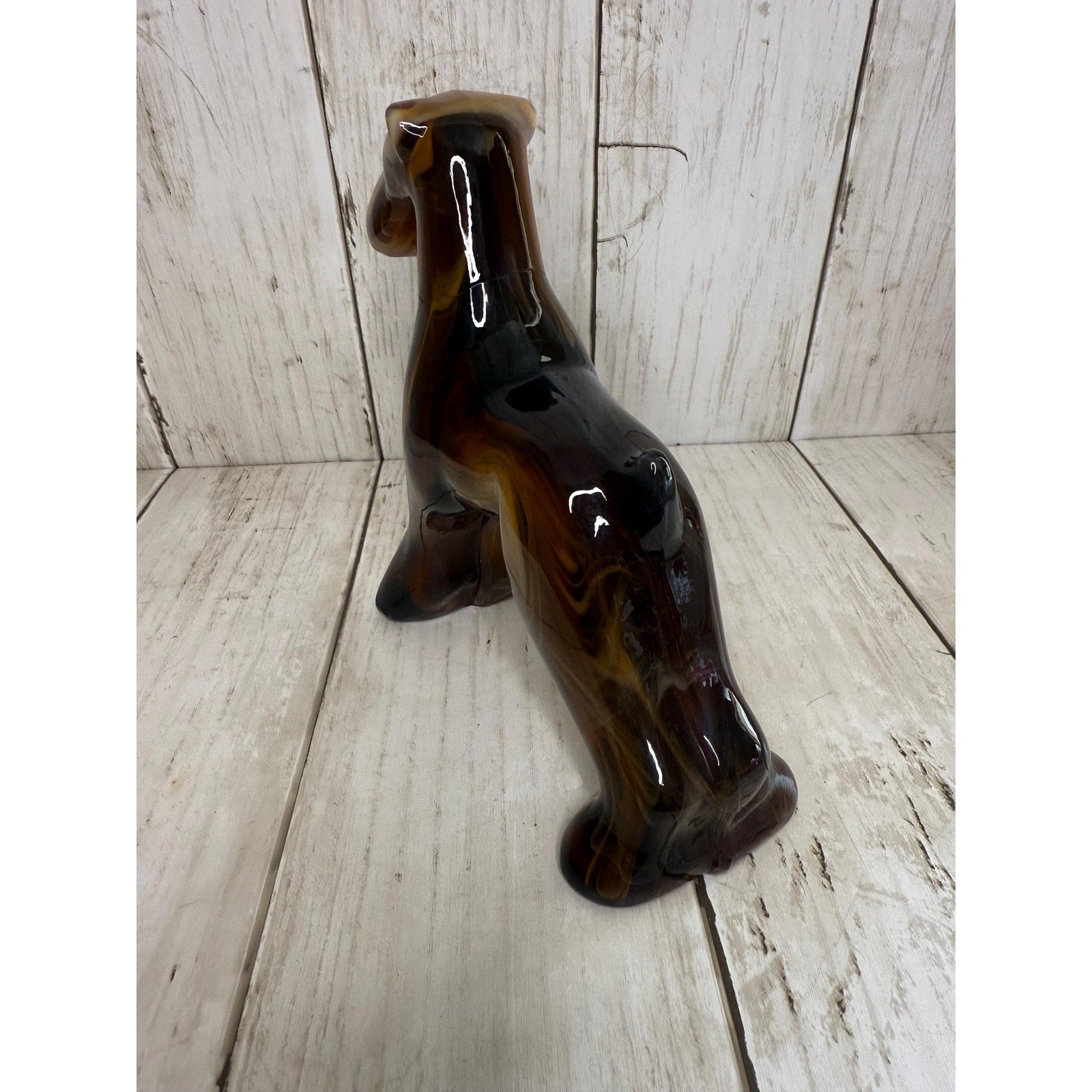 1970s Imperial Caramel Slag Glass Champ Airedale Terrier
