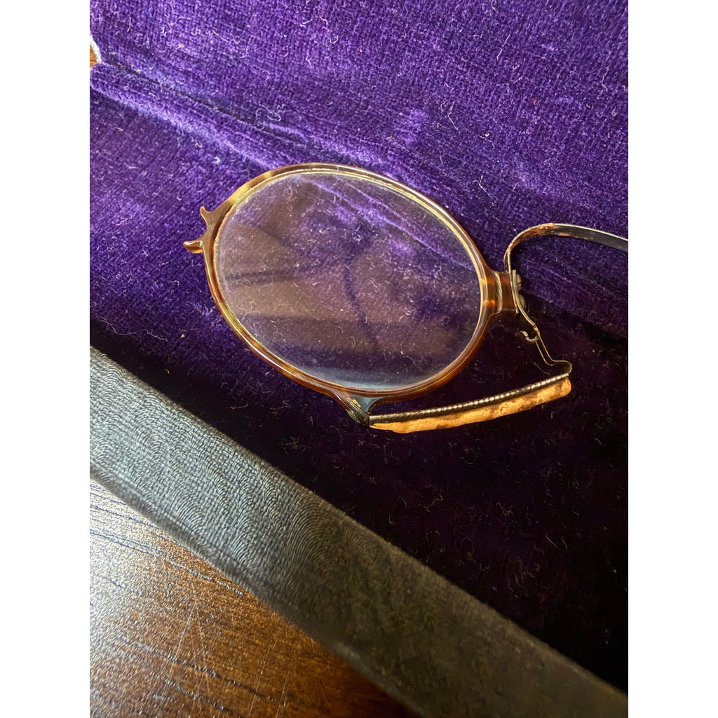 Antique Pince Nez Nose Clip Glasses w/ Tortoise Nose Pieces