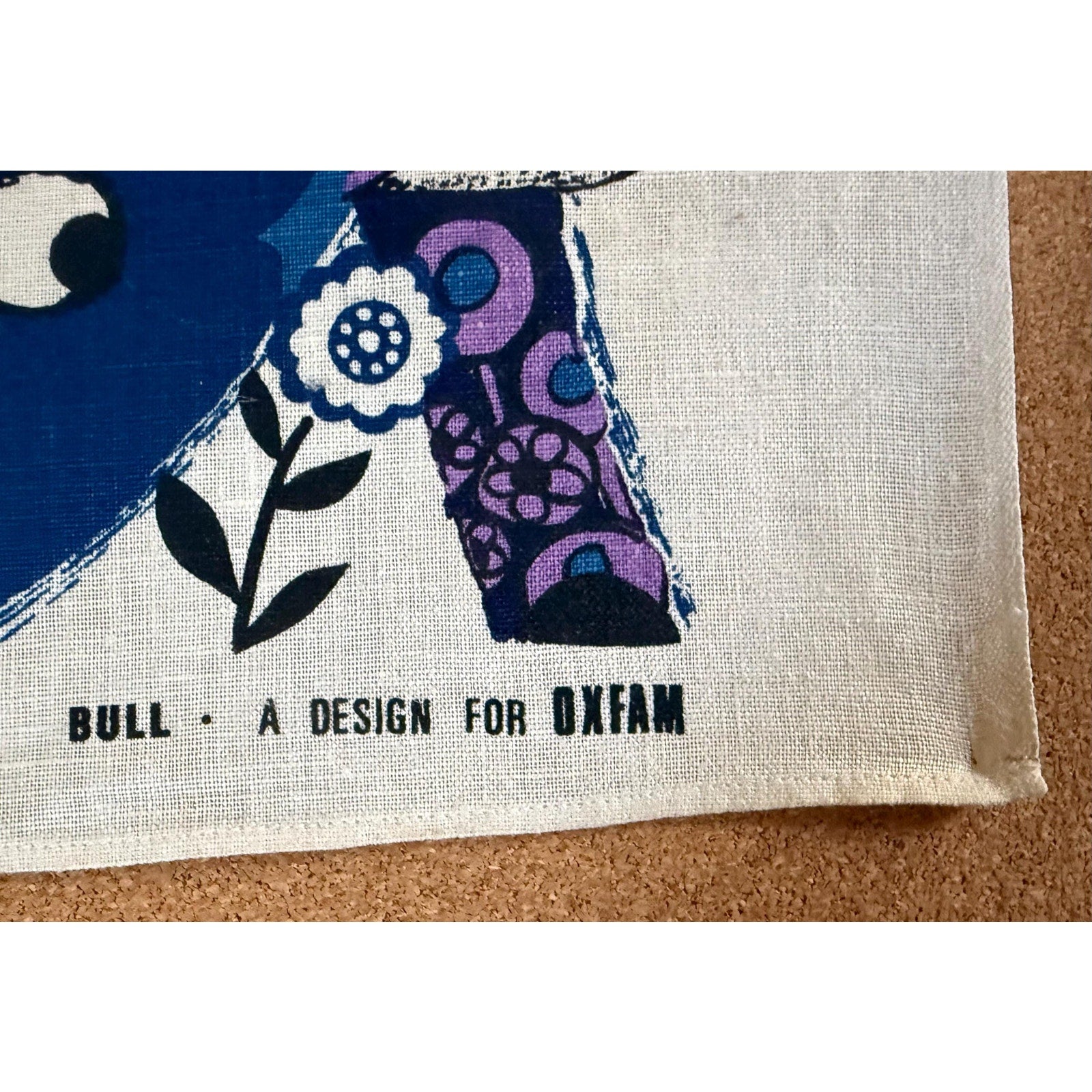 Original Belinda Lyon Bull OXFAM Irish Linen Tea Towel Unused Vintage 1970’s Funky Retro Wall Art Hanging