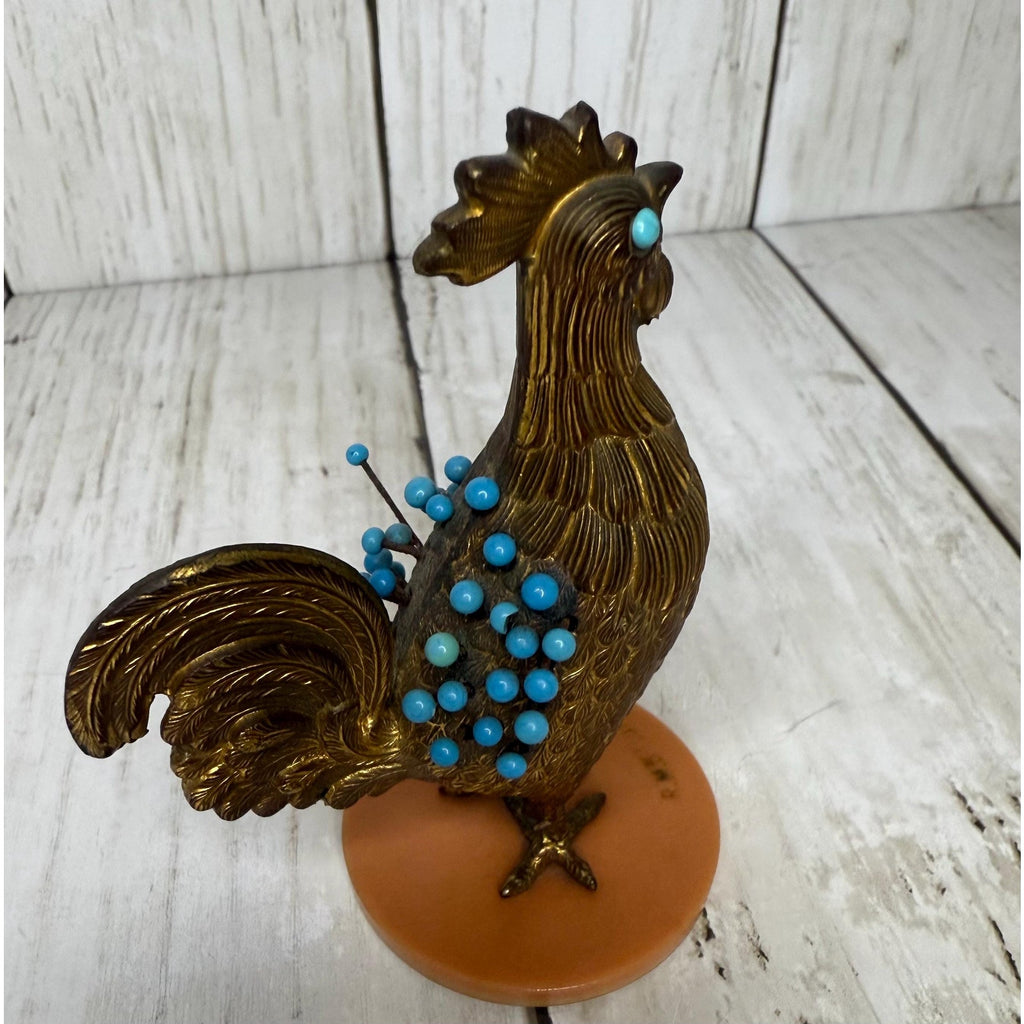 Rare Bronze Rooster Pin Holder