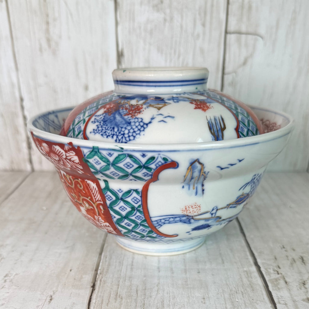 Japanese Imari Porcelain Rice Bowl with Lid
