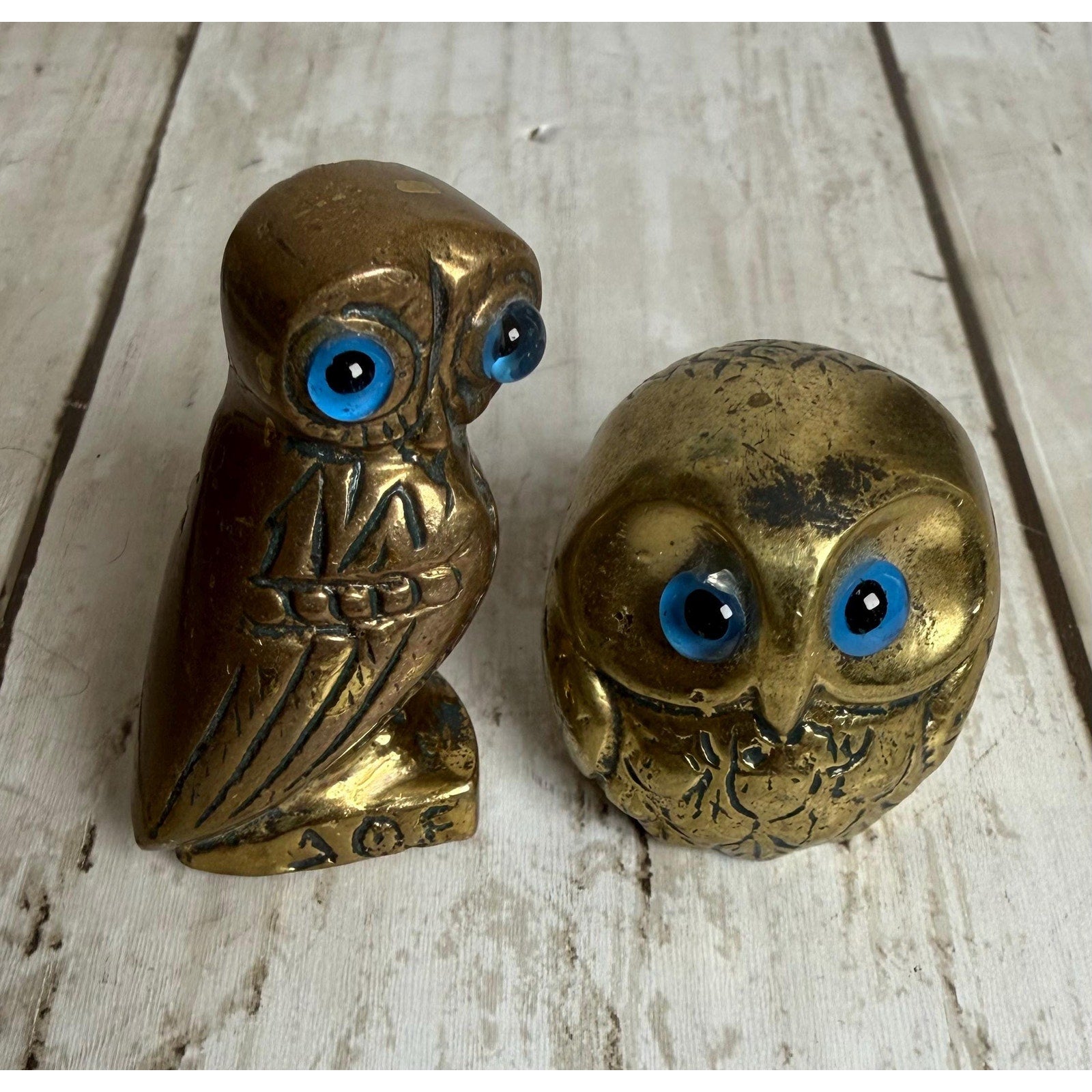 Pair of Miniature Brass Owls