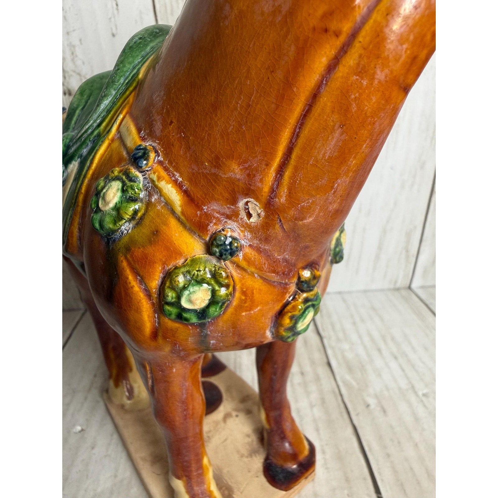 Tang Dynasty Vintage Sancai Glazed Reproduction Horse 8.5 inches