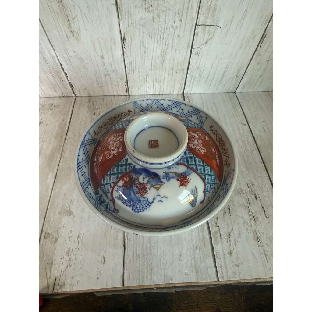 Japanese Imari Porcelain Rice Bowl with Lid