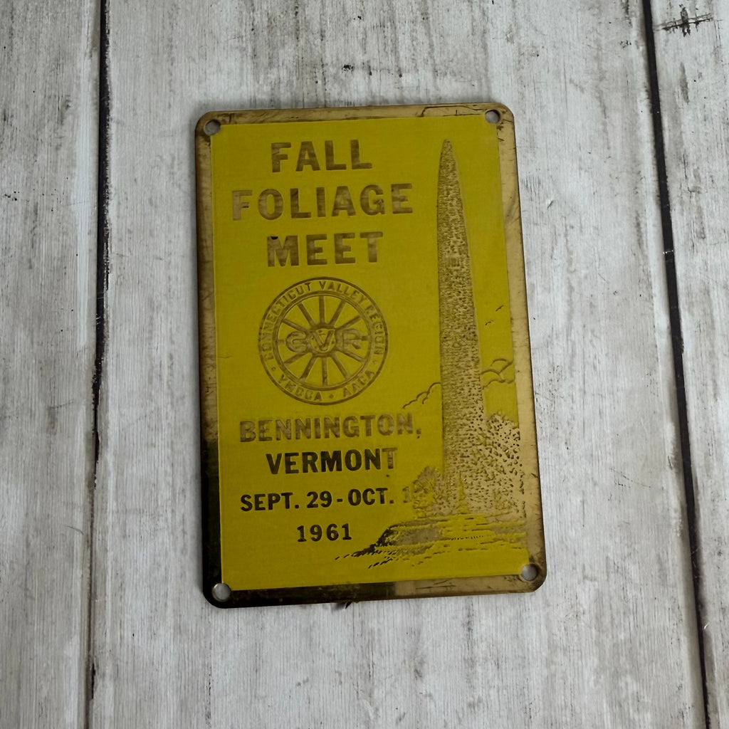 1961 Fall Foliage Meet Bennington, Vermont Dash Plaque