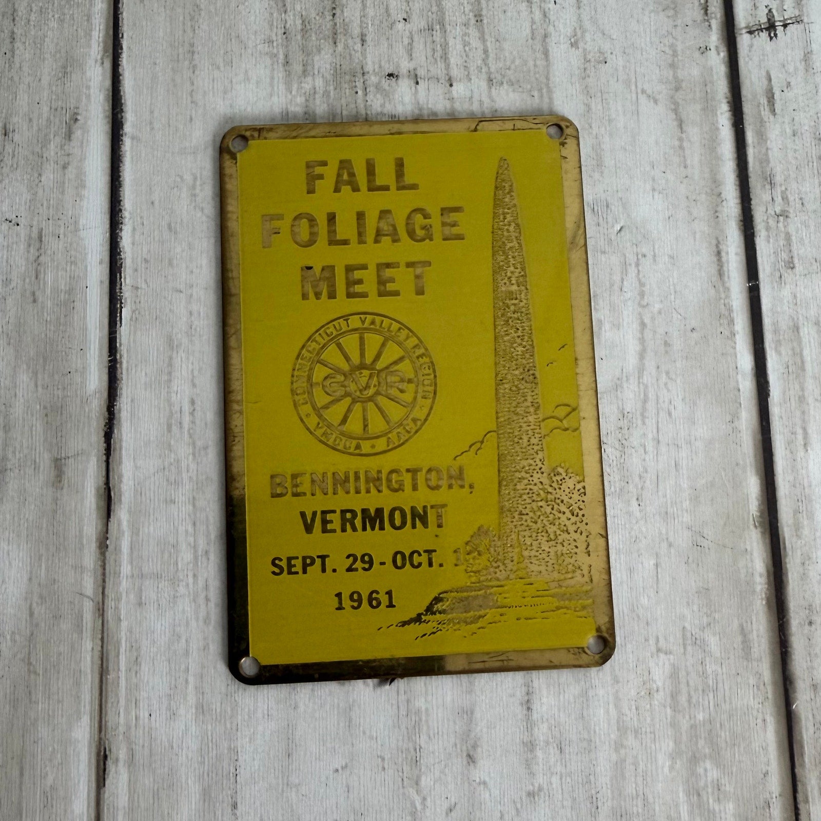 1961 Fall Foliage Meet Bennington, Vermont Dash Plaque