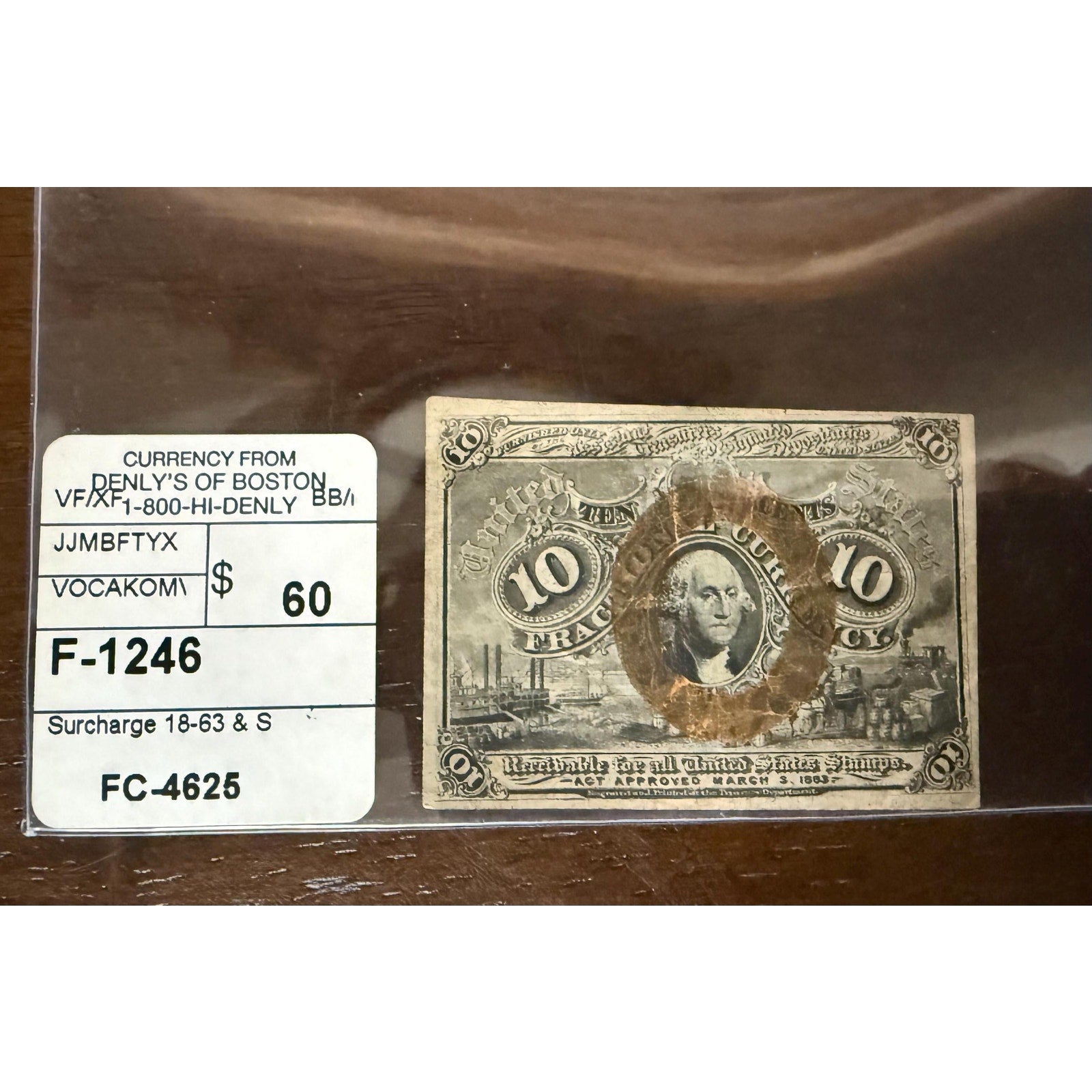 1863 Second Issue 10 Cents Fractional Currency VF/XF