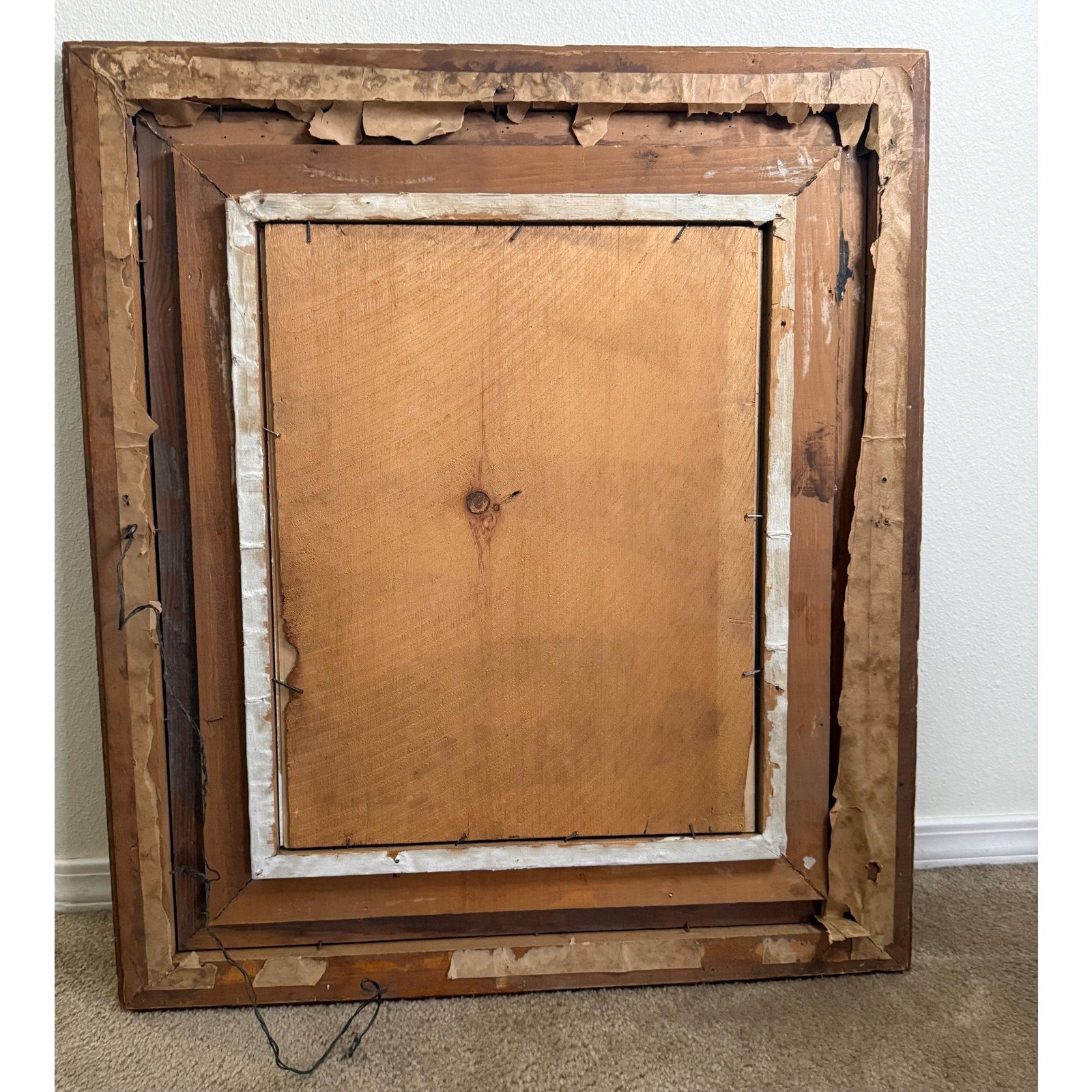 Antique Wood and Composition Frame with Picture