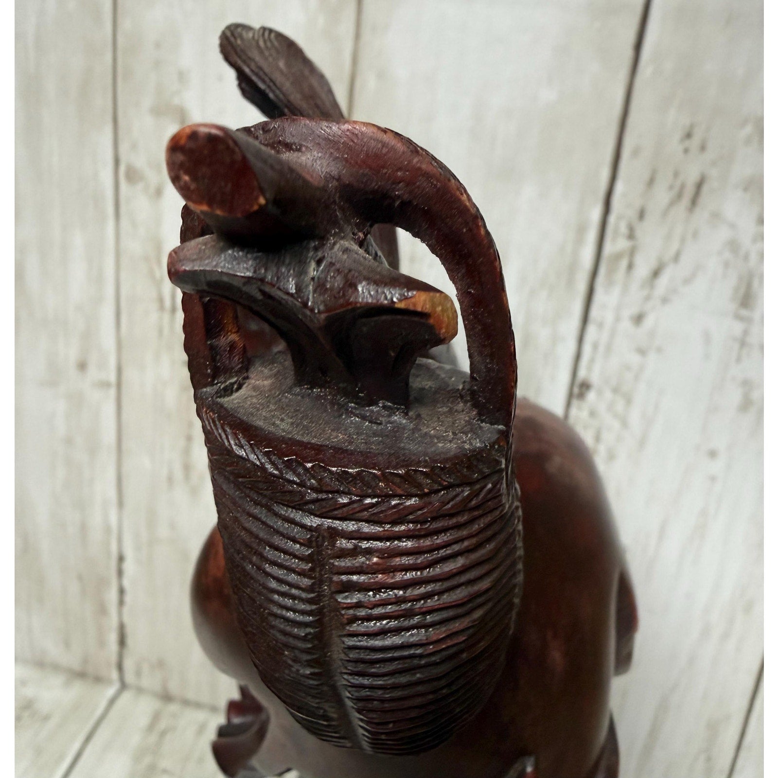 Chinese Hand Carved Rosewood Figurine of Fisherman