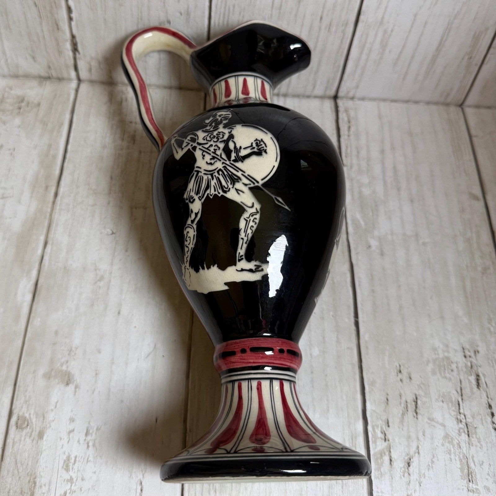 Cucchi Ceramic Pitcher Made In Italy Black & Red Battle Design