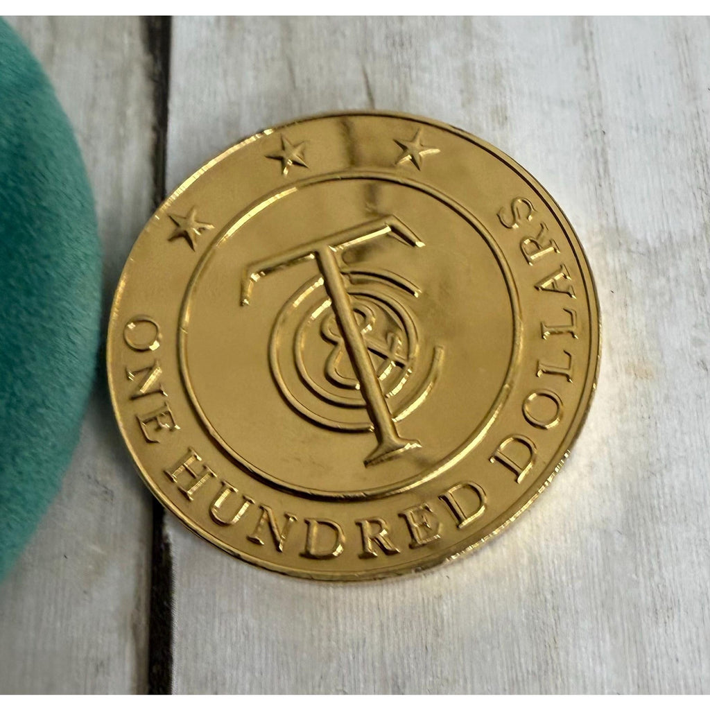 Tiffany and Co. 100 Dollar Gold Plated Token W/Pouch