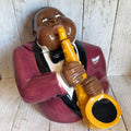 1996 Clay Art Cookie Jar - Saxophone Man Jazz Player - Chip