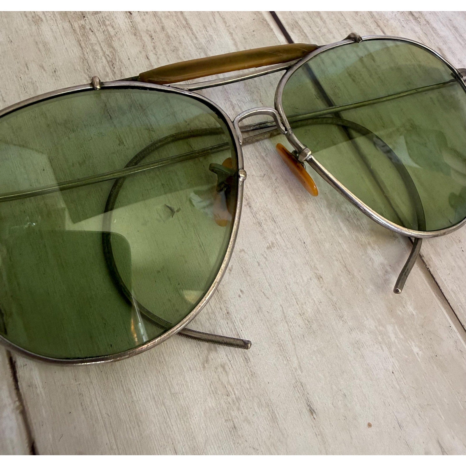 1940's Aviator WWII Bauch & Lomb USAAF Green Glasses