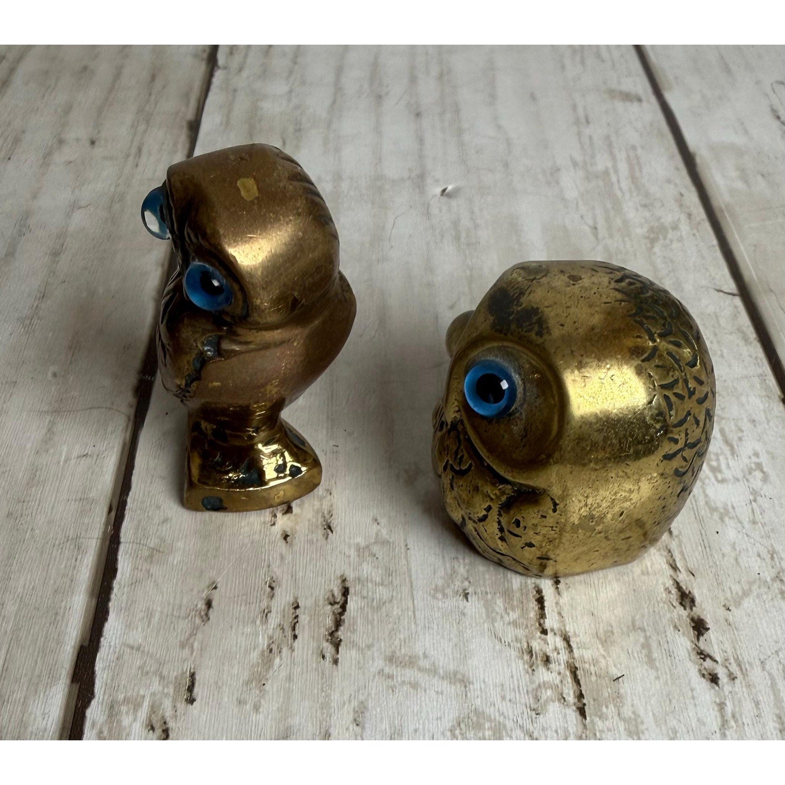 Pair of Miniature Brass Owls