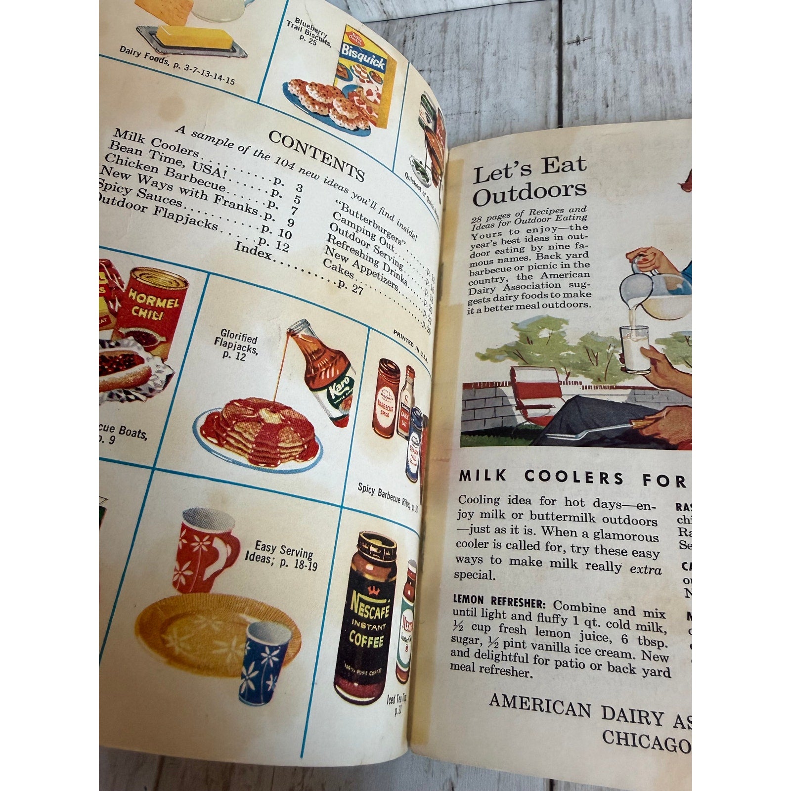 1950s promotional recipe booklet titled "Let's Eat Outdoors"