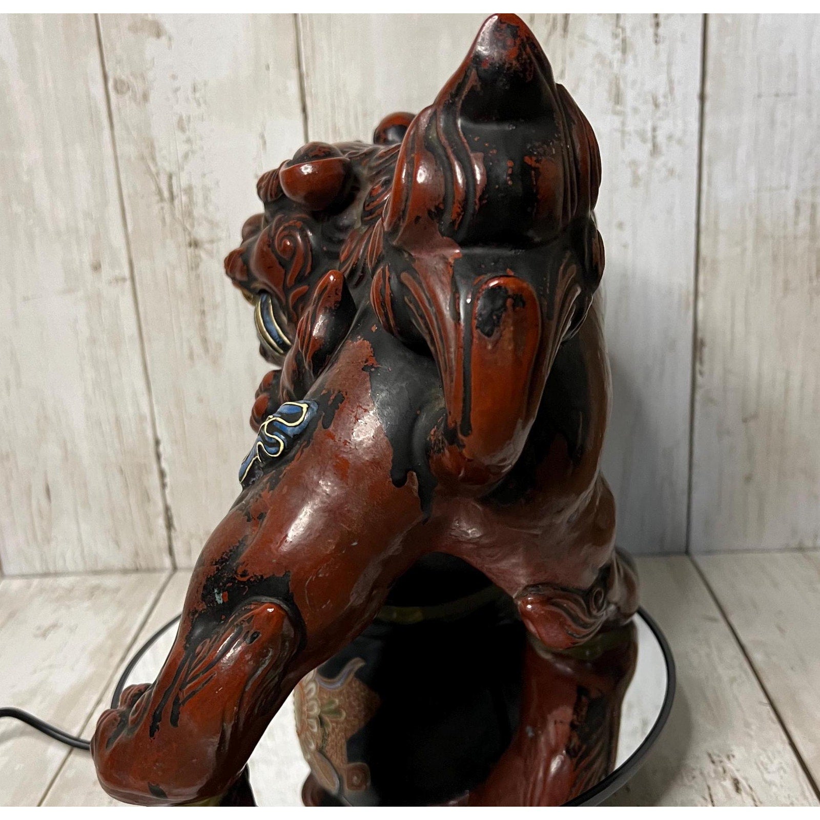 Japanese Shishi Dragon Lion Kutani Porcelain Statue