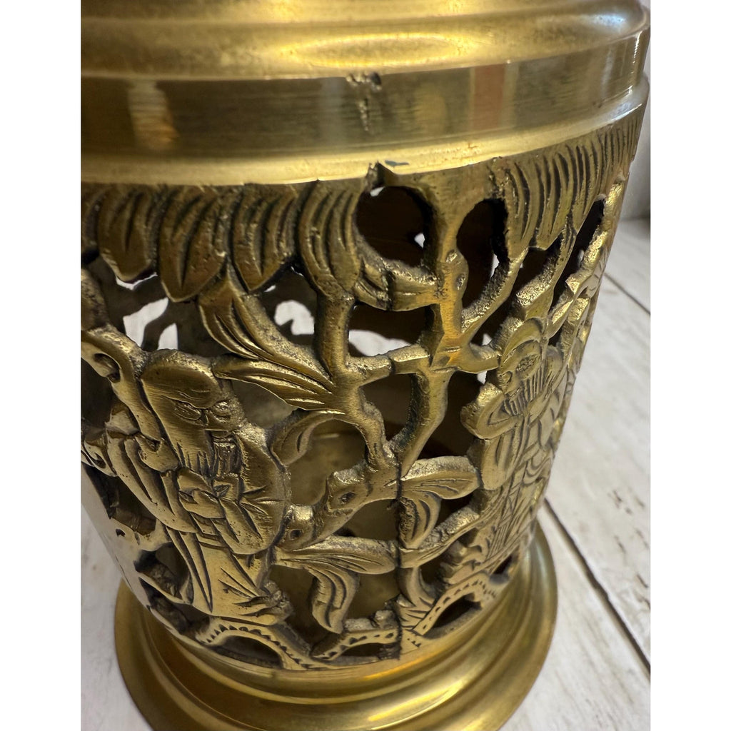 Brass Chinese Candle or Incense Holder
