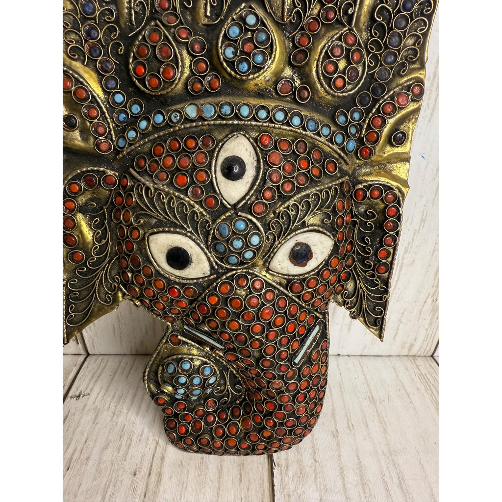 Tibetan Buddhist Ganesh Elephant Head Wall Hanging 7”