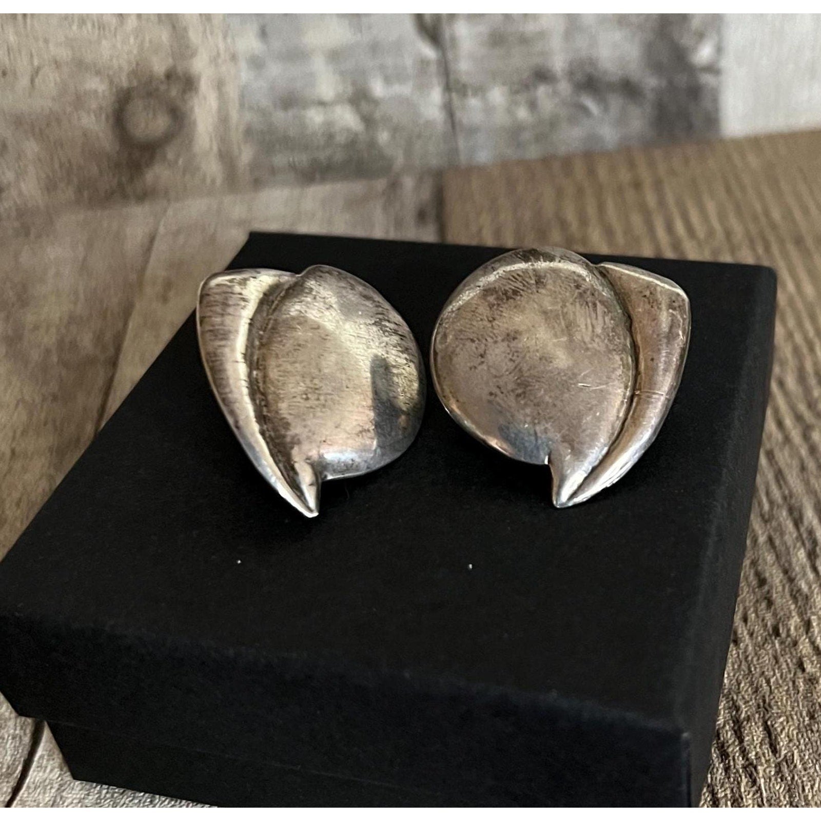 1940’s Modernist Silver Screw Back Earrings
