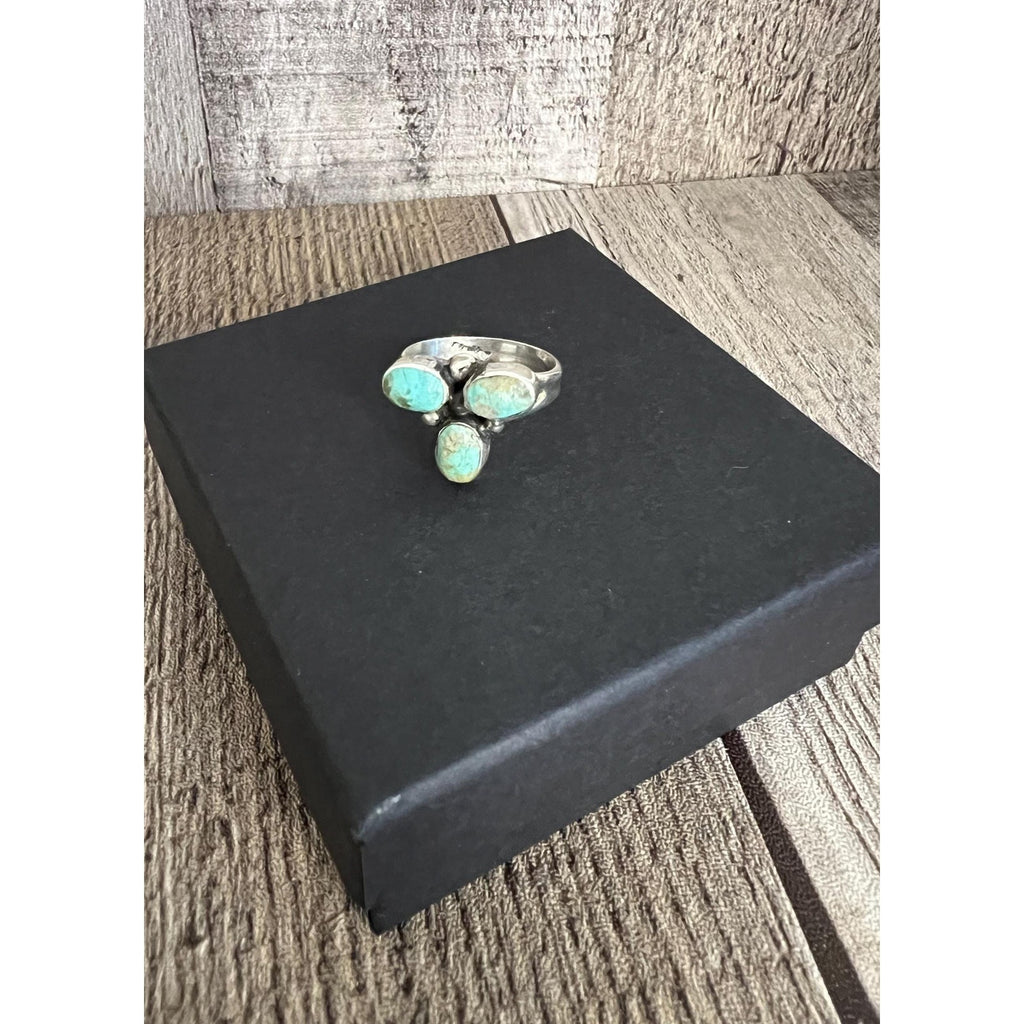 Navajo Silver and Turquoise 3 Stone Trifecta Ring