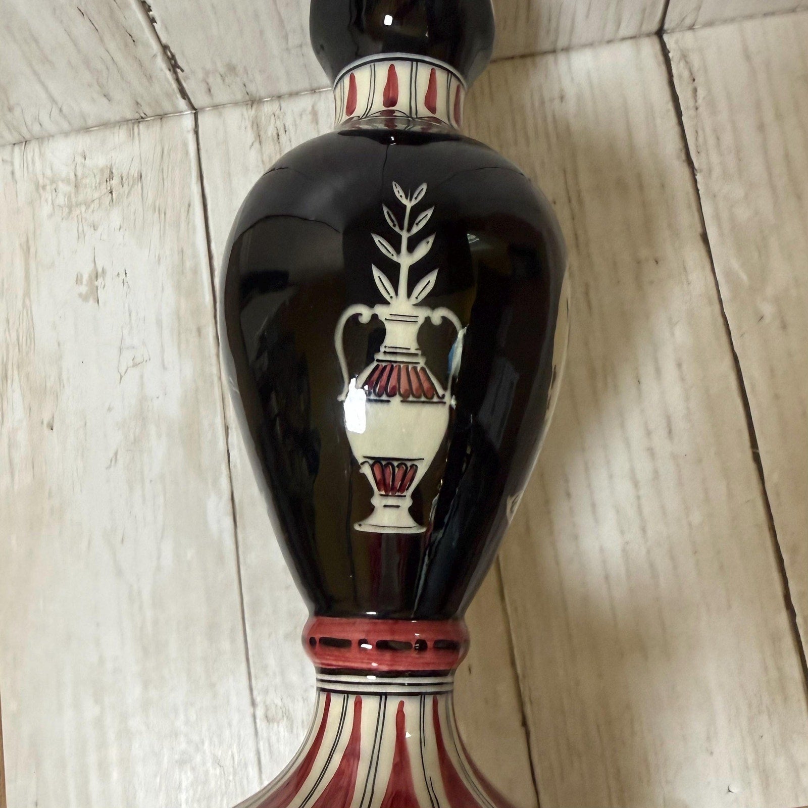Cucchi Ceramic Pitcher Made In Italy Black & Red Battle Design