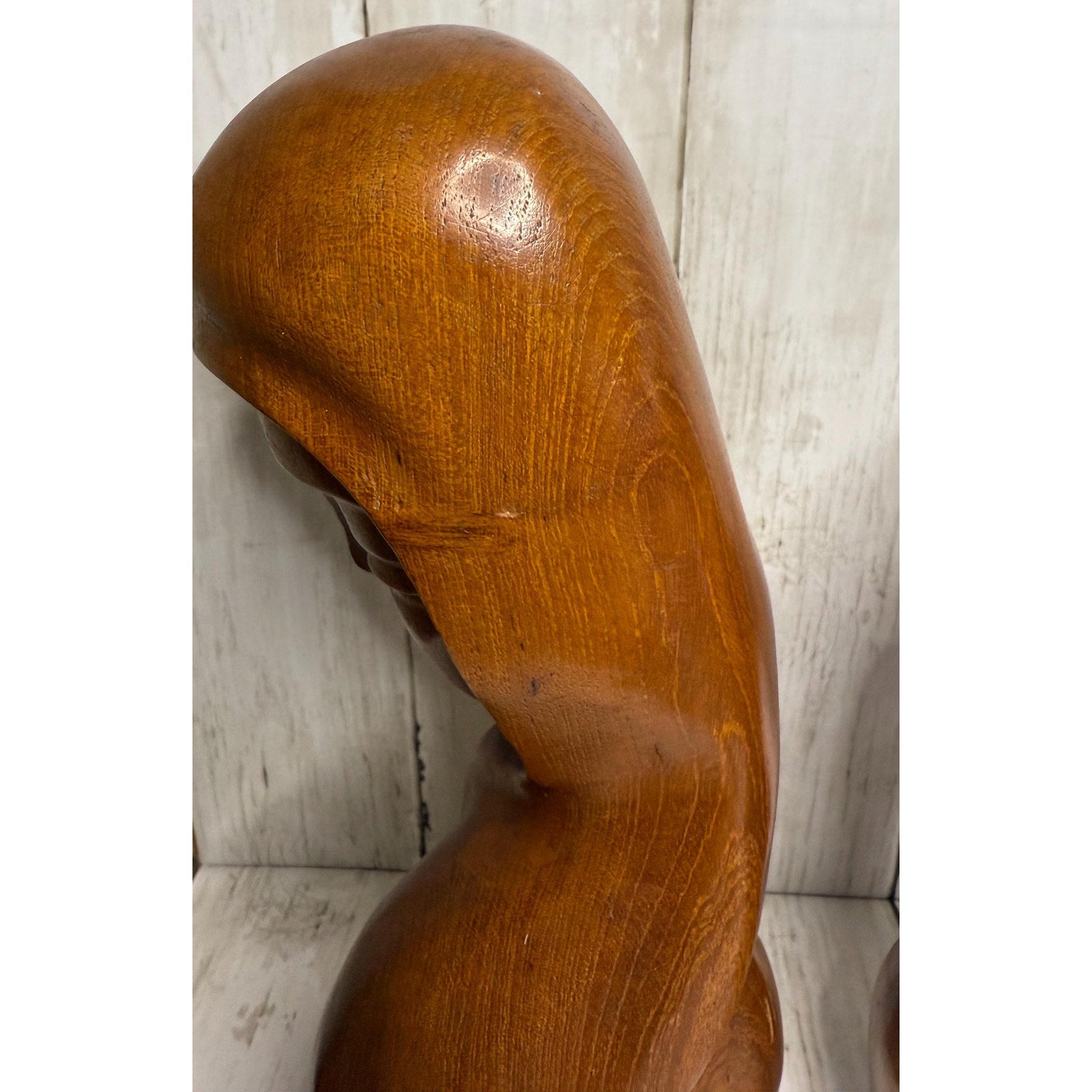 Pair of MCM Wood Carved Busts