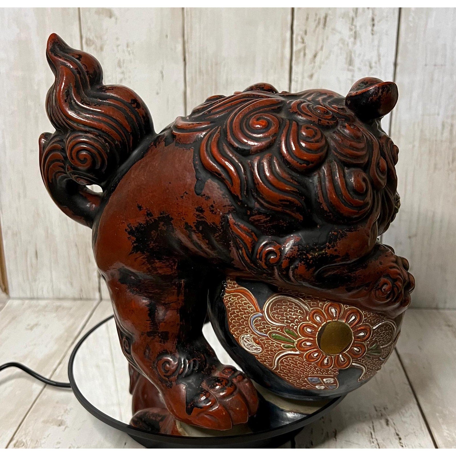Japanese Shishi Dragon Lion Kutani Porcelain Statue