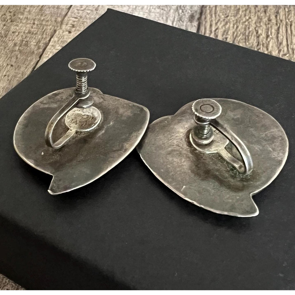1940’s Modernist Silver Screw Back Earrings