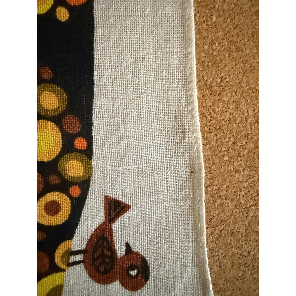 Unused OXFAM Circa 60s/70s BELINDA LYON Happy Hippo Tea Towel Flower Power