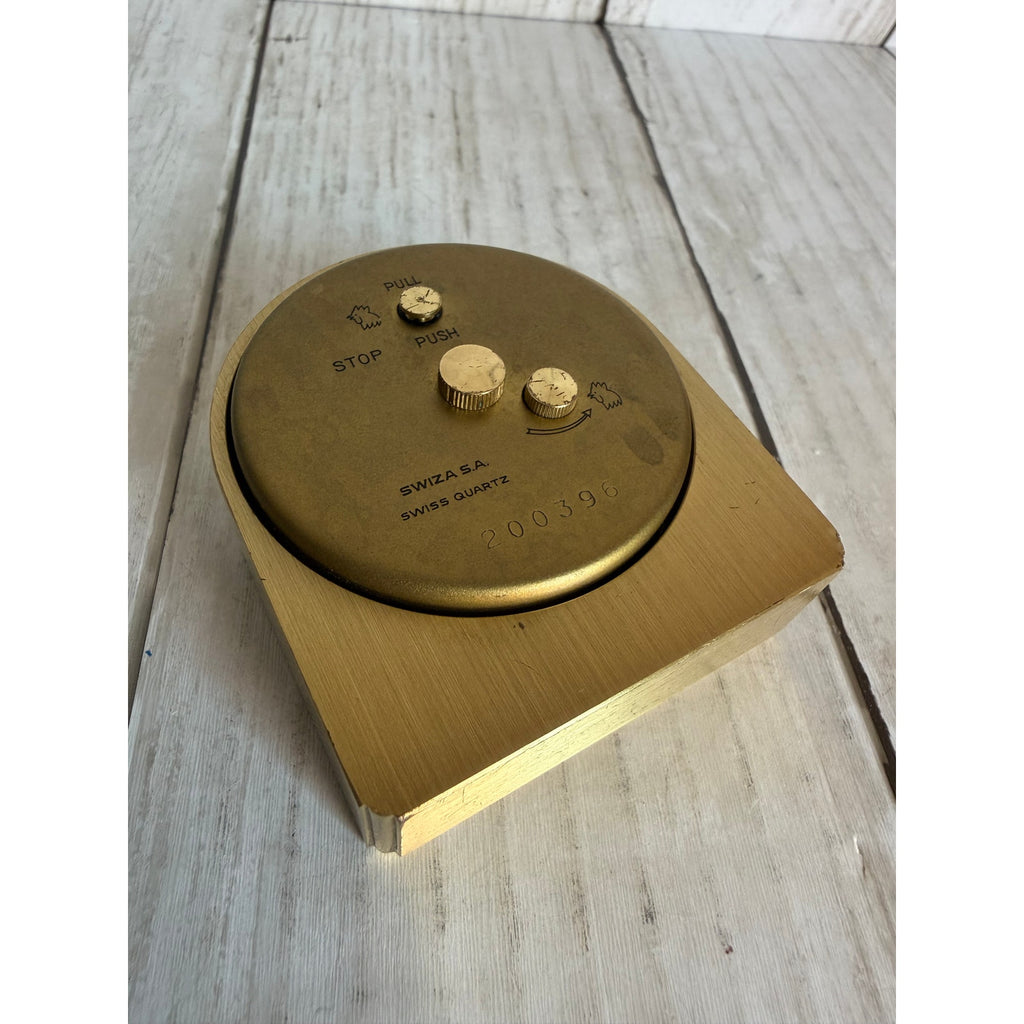 Mark Cross Swiss Quartz Brushed Brass Desk Clock - Needs Repair