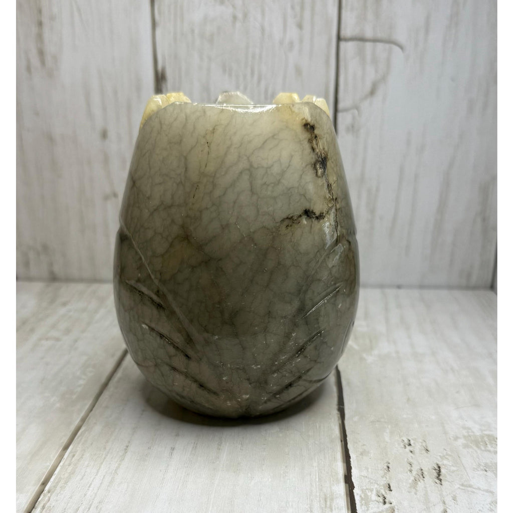 Alabaster Stone Owl Candle Holder - stands 4 inches