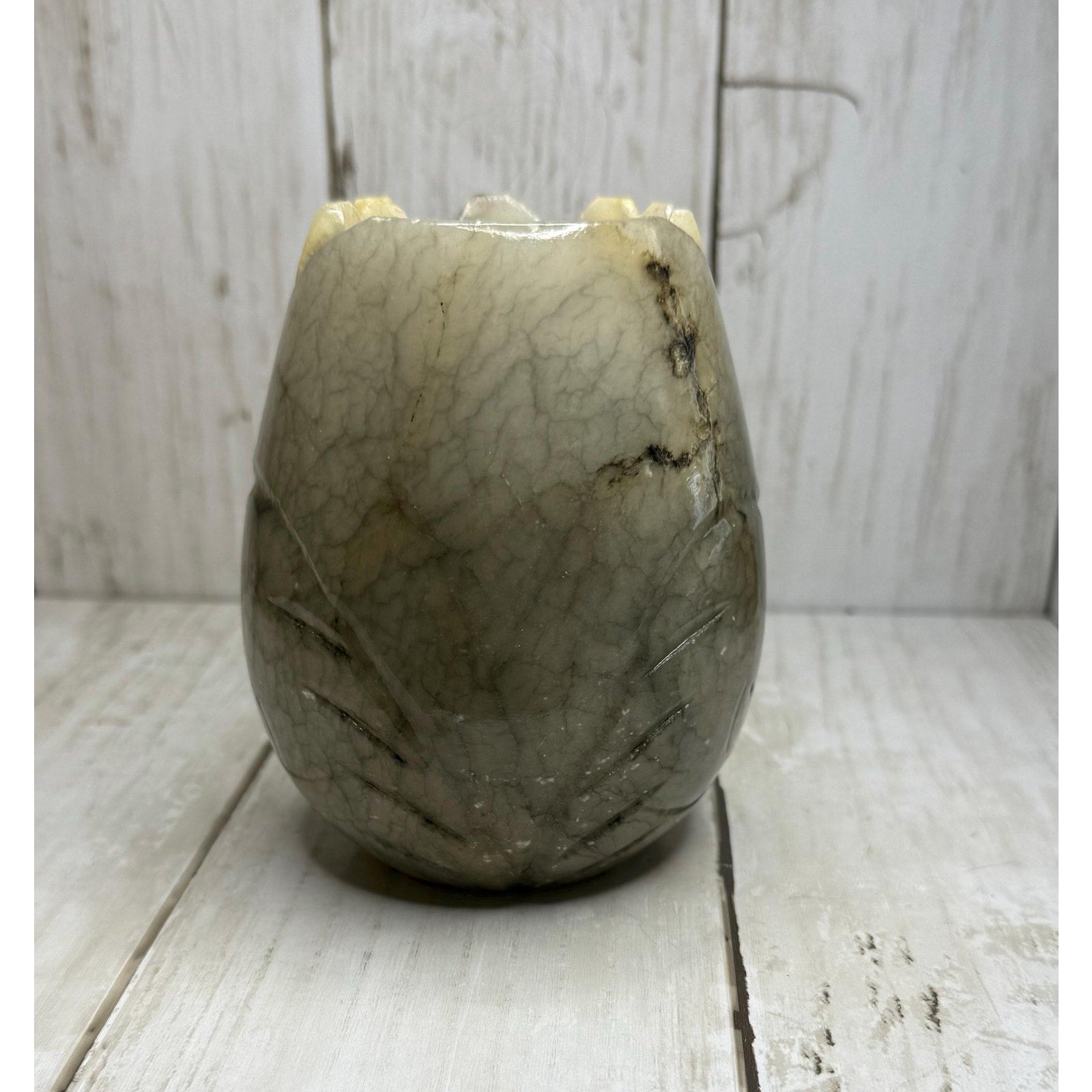 Alabaster Stone Owl Candle Holder - stands 4 inches