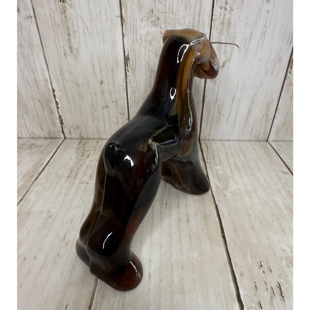 1970s Imperial Caramel Slag Glass Champ Airedale Terrier