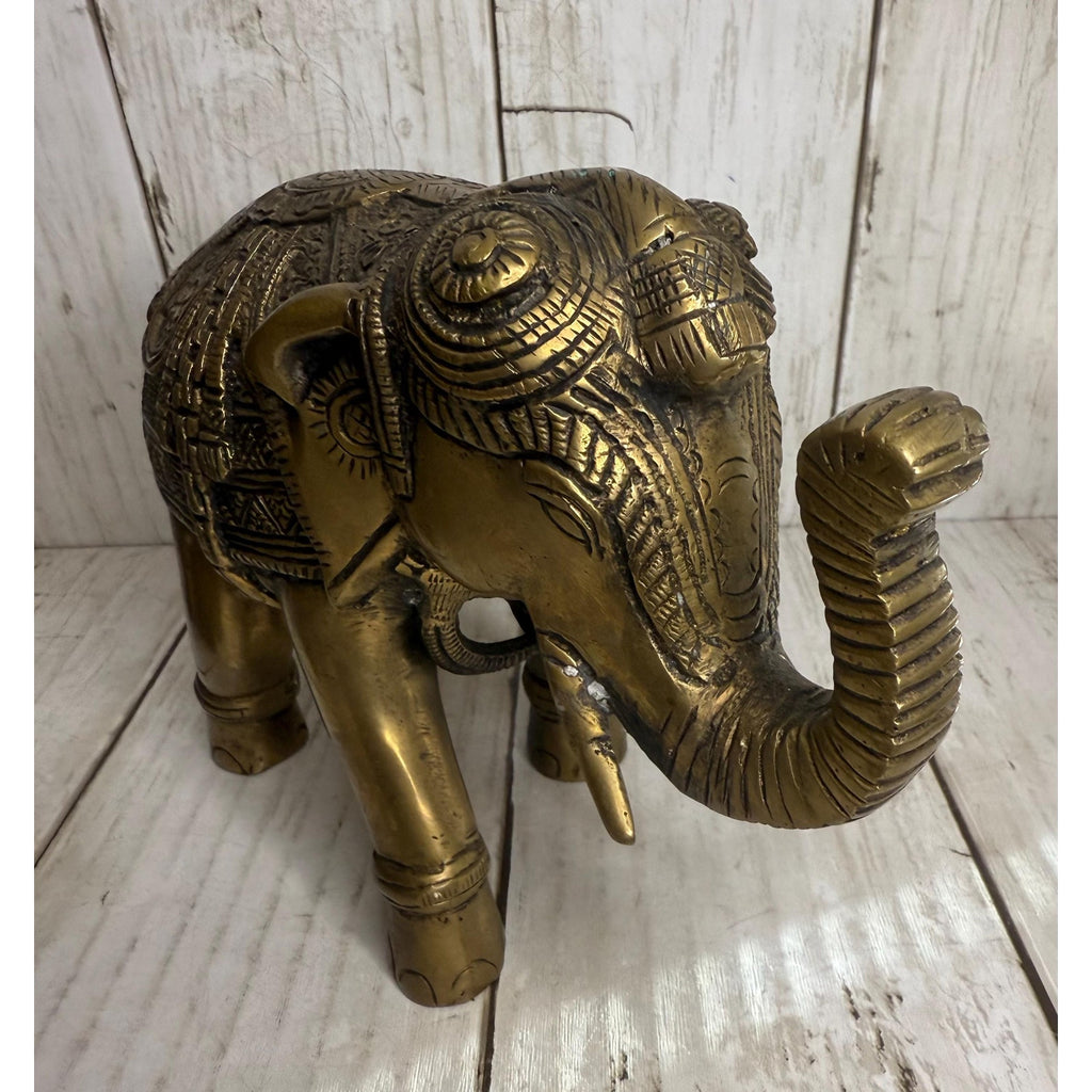 Pair of Brass Temple Elephants