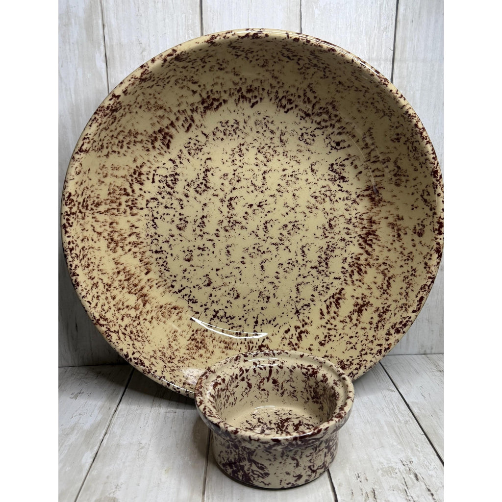 Western Stoneware Spongeware Serving Bowl and Dish