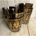 Set of 7 Georges Briard Gold and Black Egyptian Glasses