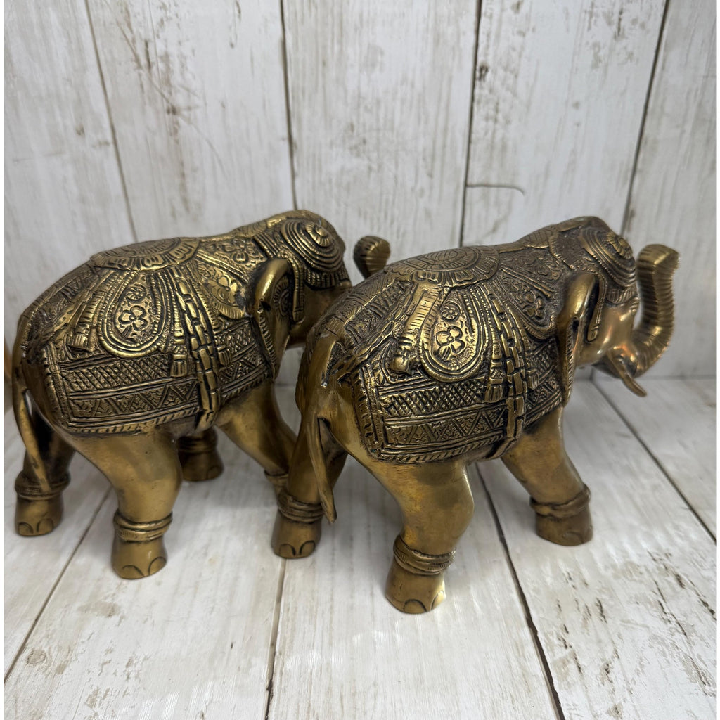 Pair of Brass Temple Elephants
