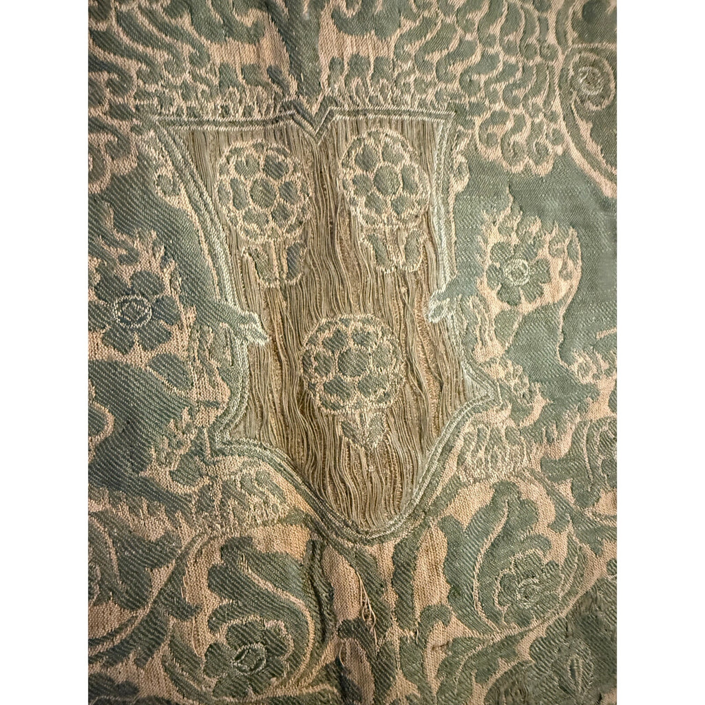Vintage Green Damask Fabric Panel