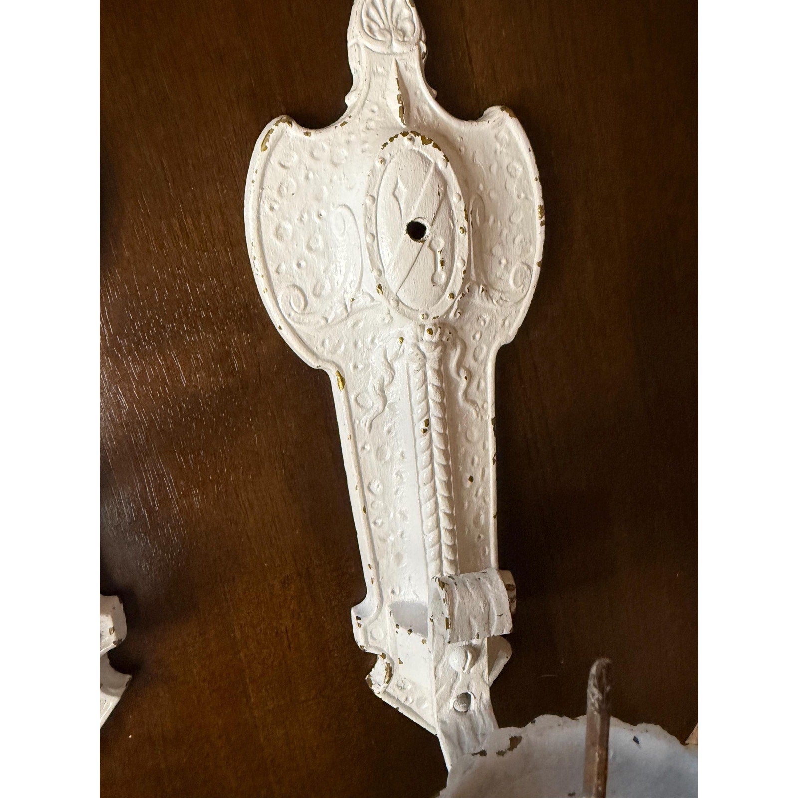 Antique Cast Iron Oil Lamp Holder Sconce Pair