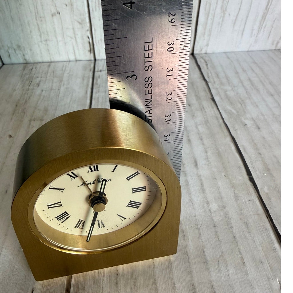 Mark Cross Swiss Quartz Brushed Brass Desk Clock - Needs Repair