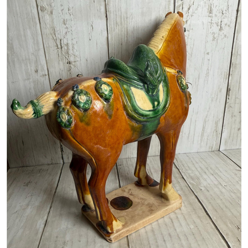 Tang Dynasty Vintage Sancai Glazed Reproduction Horse 8.5 inches