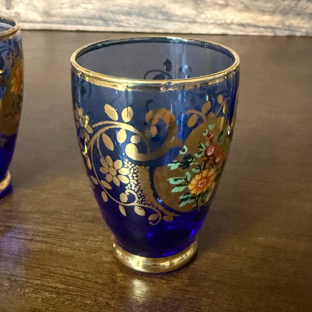 "Tre Fuochi" (Three Fires) Style Cobalt Blue Glass Decanter Set