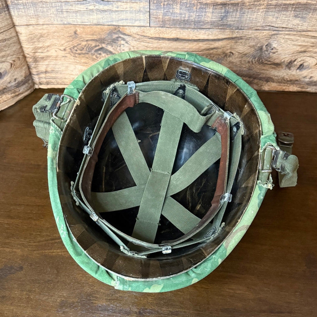 Army M-1 U.S. Helmet with Camouflage Cover Liner