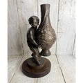 Unique Spelter Cherub Figure Flower Vase